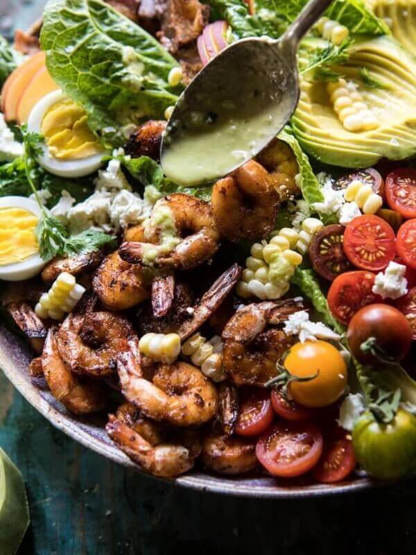 Chipotle Shrimp Cobb Salad with Jalapeño Corn Vinaigrette
