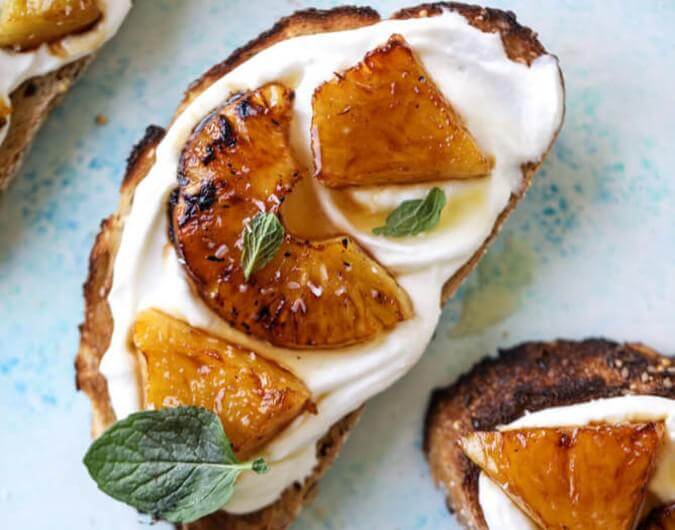 Roasted Pineapple Whipped Ricotta Toast