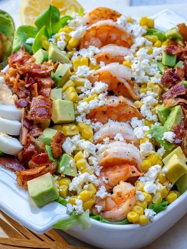 Shrimp Cobb Salad with Lemon-Chive Dressing