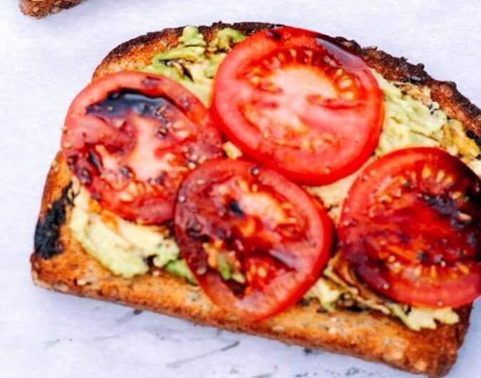 Tomato and Avocado Toast with Balsamic Syrup