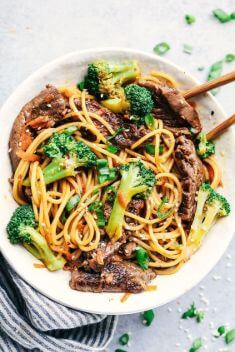 20 Minute Garlic Beef and Broccoli Lo Mein - 30 Easy Yet Incredibly Good Dinners