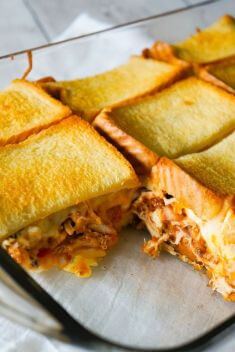 BBQ Chicken Grilled Cheese Casserole - 30 Incredibly Addictive BBQ Chicken Dishes