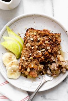 Baked Oatmeal with Pears Bananas and Walnuts - 30 “Must-Save” Recipes For Baked Oatmeal