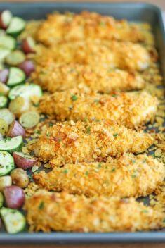 Baked Ranch Chicken Tenders and Veggies - 30 Incredibly Good Sheet Pan Chicken Dinner