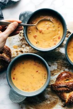 Beer Cheese Soup with Soft Pretzels - 30 Cheese Soups To Get You Hooked