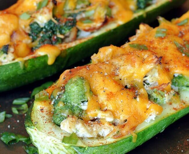 Broccoli Chicken Stuffed Zucchini