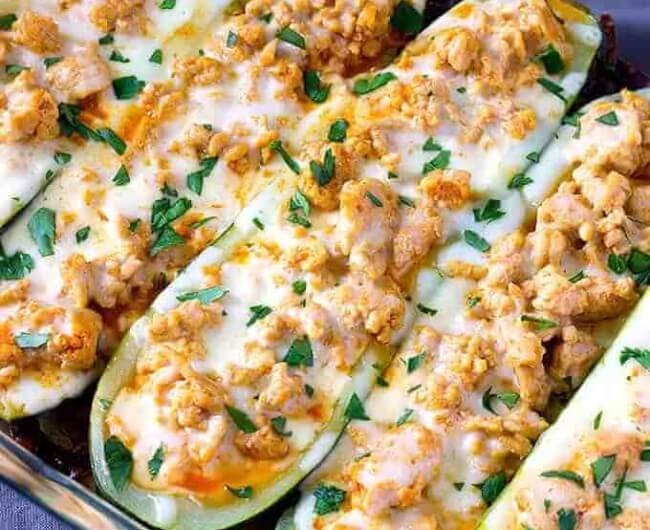 Buffalo Chicken Zucchini Boats