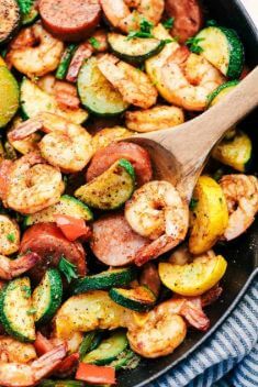 Cajun Shrimp and Sausage Vegetable Skillet - 25 Savory Recipes For Shrimp Stir Fry