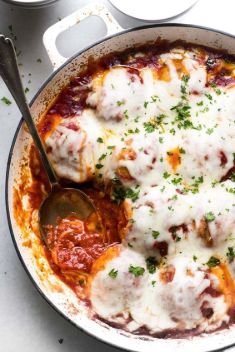 Cheesy Chicken Parmesan Meatballs - 30 Stunning Dishes Made with Chicken Meatballs