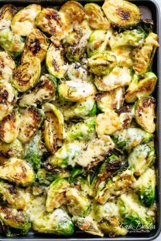 Cheesy Garlic Roasted Brussels Sprouts - 30 Best Healthy Garlic Vegetable Dishes