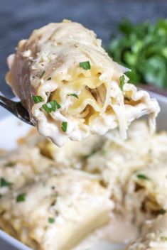 Chicken Alfredo Lasagna Roll Ups - 30 Easy Yet Incredibly Good Dinners