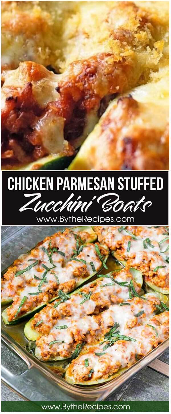 Chicken Parmesan Stuffed Zucchini Boats