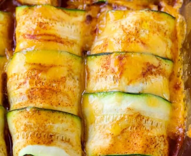 Chicken Stuffed Zucchini Enchiladas