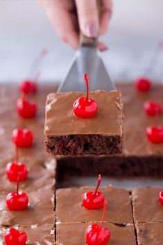 Chocolate Cherry Texas Sheet Cake - 30 Easy Yet Delicious Sheet Cakes