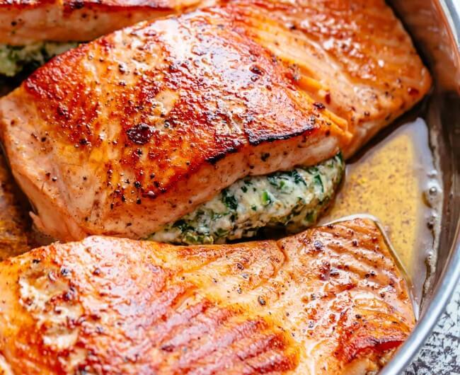 Creamed Spinach–Stuffed Salmon