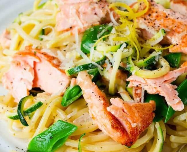 Crispy Asian Salmon with Stir-Fried Noodles