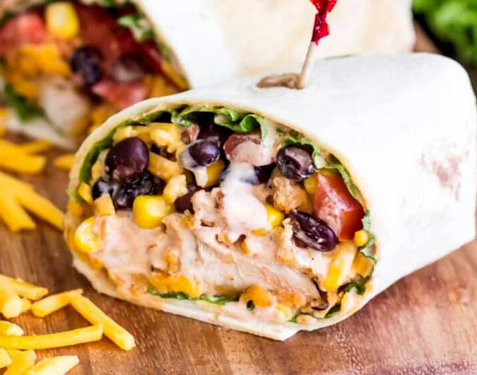 15 Minute Crispy Tex-Mex Chicken Wraps