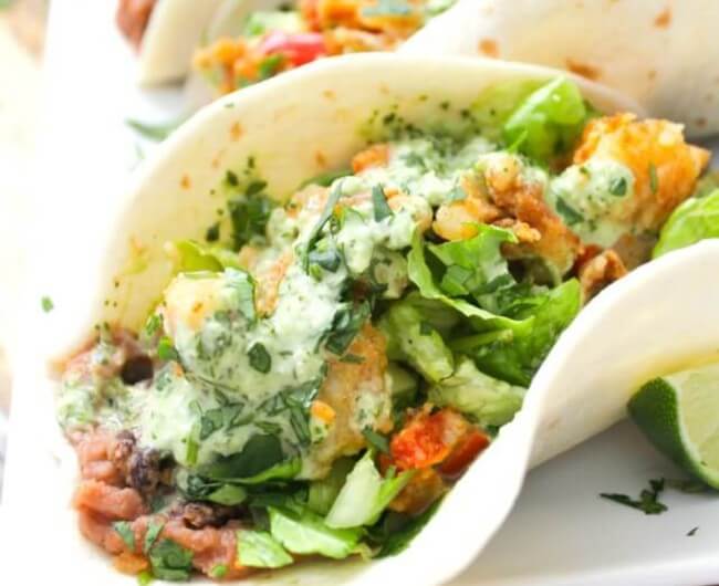 Crispy Vegan Potato Tacos with Jalapeño Cilantro Sauce