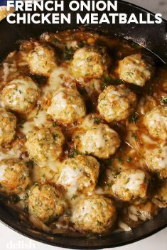 French Onion Chicken Meatballs - 30 Stunning Dishes Made with Chicken Meatballs