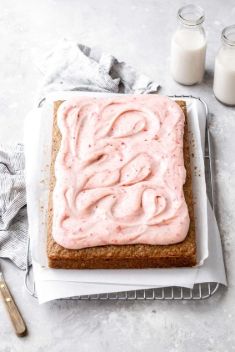 Fresh Strawberry Sheet Cake with Strawberry Cream Cheese Frosting - 30 Easy Yet Delicious Sheet Cakes