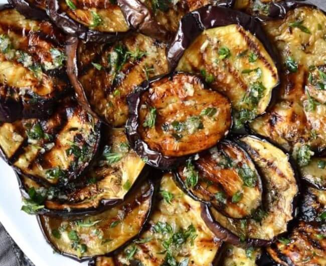 Grilled Eggplant with Garlic and Herbs