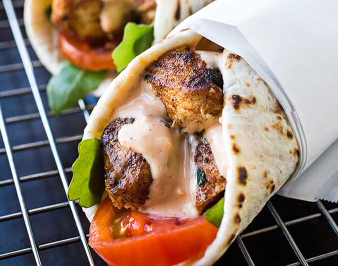 Grilled Lemon Chicken Flatbread Wraps