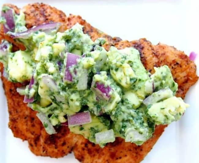 Grilled Salmon with Avocado Salsa