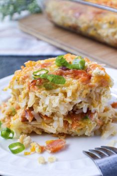 Hashbrown Breakfast Casserole with Smoked Salmon - 25 Amazing Salmon Breakfast Recipes