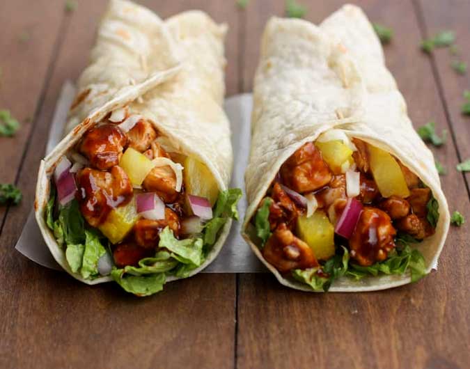 Hawaiian BBQ Chicken Wraps