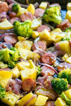 Honey Garlic Kielbasa and Veggie Sheet Pan Dinner - 30 Kielbasa Recipes You Should Get On Hand