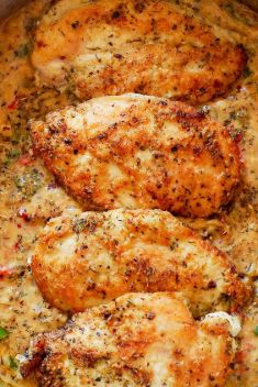 Italian Chicken Pasta in Creamy White Wine Parmesan Cheese Sauce - 30 Incredibly Good Recipes For Chicken Breasts