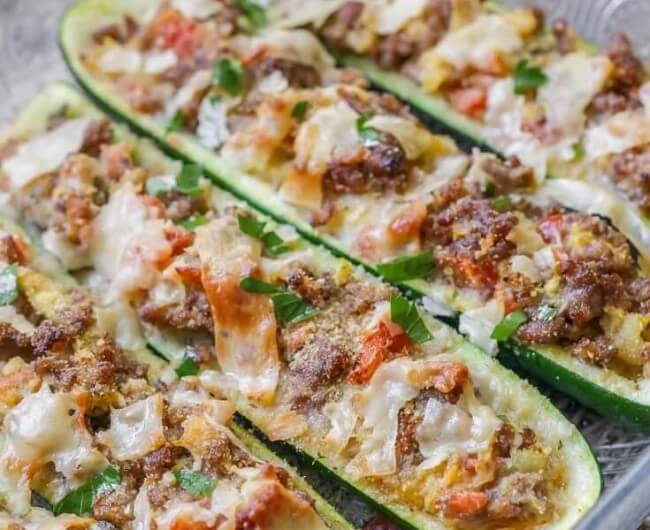 Italian Sausage Zucchini Boats
