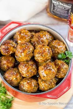 Jack Daniels Glazed Chicken Meatballs - 30 Stunning Dishes Made with Chicken Meatballs