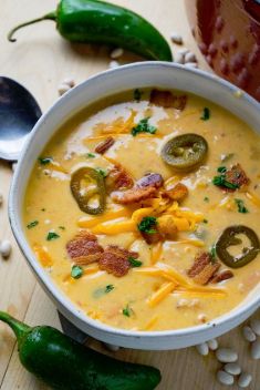 Jalapeno Popper Bacon and Bean Soup - 30 Cheese Soups To Get You Hooked