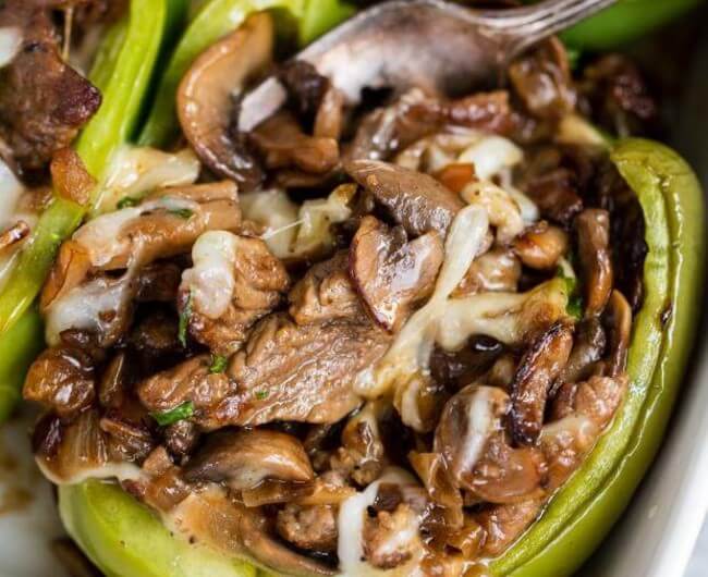 Low-Carb Philly Cheese Steak Stuffed Peppers