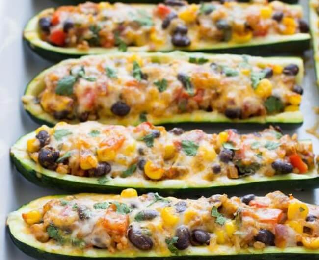 Mexican Zucchini Burrito Boats