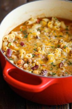 One Pot Chili Mac and Cheese - 30 Cheese Soups To Get You Hooked