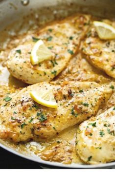 One Skillet Chicken With Lemon Garlic Cream Sauce - 30 Incredibly Good Recipes For Chicken Breasts