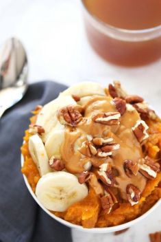 Peanut Butter Banana Sweet Potato Breakfast Bowl - 25 Stunning Breakfast Bowls Loaded with Greens