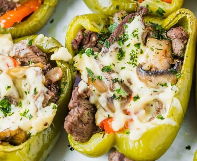 Phily Not-So Cheeseteak Stuffed Peppers