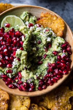 Pomegranate Guacamole with Fried Plantain Chips - Here Are What To Make with Pomegranate!