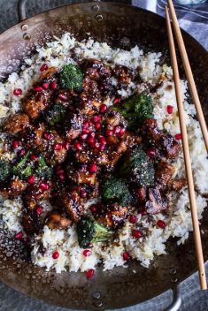 Pomegranate Sesame Chicken with Ginger Rice Pilaf - Here Are What To Make with Pomegranate!