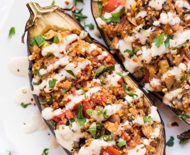 Quinoa Stuffed Eggplant