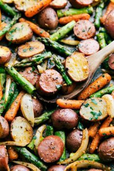Roasted Garlic Potatoes Asparagus Sausage - 30 Best Healthy Garlic Vegetable Dishes
