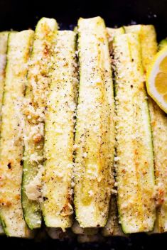 Roasted Parmesan Garlic Zucchini Spears - 30 Best Healthy Garlic Vegetable Dishes