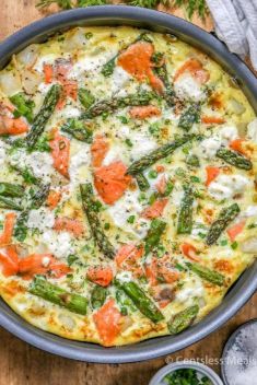 Salmon Asparagus Frittata - 25 Amazing Salmon Breakfast Recipes