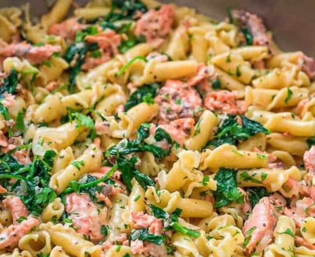 Salmon Pasta with Spinach