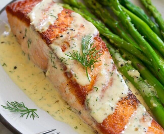 Salmon with Creamy Garlic Dijon Sauce
