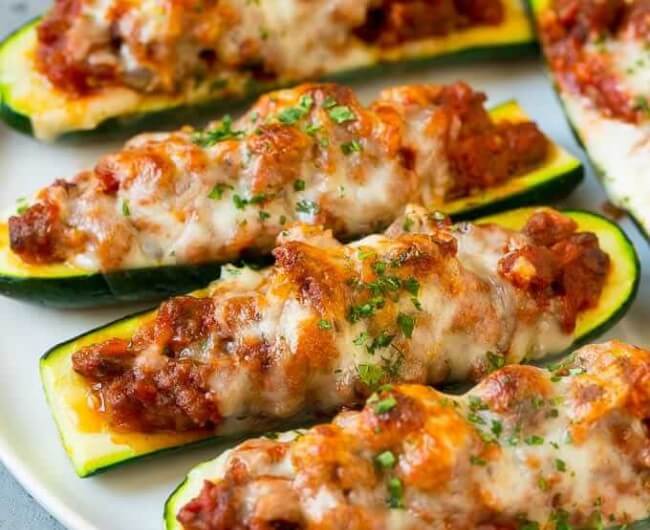 Sausage and Mozzarella Stuffed Zucchini