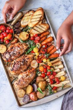 Sheet Pan Bruschetta Chicken and Veggies - 30 Incredibly Good Sheet Pan Chicken Dinner